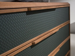 Angel Cerda Modern Dark Green Pvc Chest Of Drawers With Walnut Legs - thumbnail 5