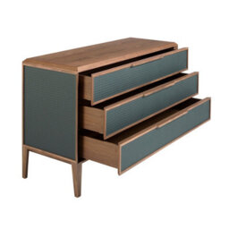 Angel Cerda Modern Dark Green Pvc Chest Of Drawers With Walnut Legs - thumbnail 6