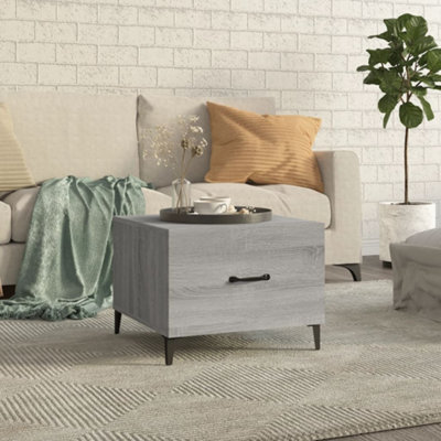 Walplus Coffee Table With Metal Legs Grey Sonoma 50X50X40 Cm - image 1