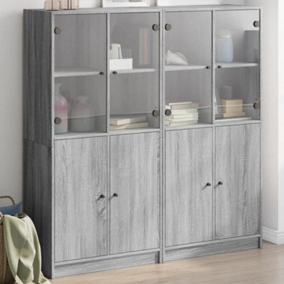 Berkfield Bookcase With Doors Grey Sonoma 136X37X142 Cm Engineered Wood - image 1