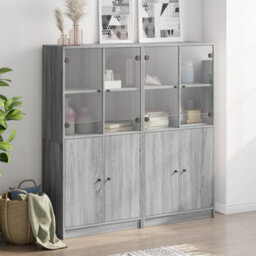 Berkfield Bookcase With Doors Grey Sonoma 136X37X142 Cm Engineered Wood - thumbnail 3