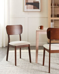 Beliani Set Of 2 Dining Chairs Minier Wood Dark Brown/ Beige - thumbnail 2