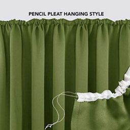 Deconovo Solid Thermal Insulated Curtains Blackout Curtains Pencil Pleat Curtains For Bedroom W55 X L96 Inch Green 1 Pair - thumbnail 4