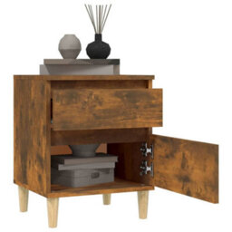 Berkfield Bedside Cabinets 2 Pcs Smoked Oak 40X35X50 Cm - thumbnail 4