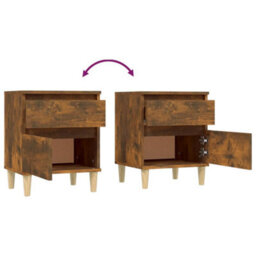 Berkfield Bedside Cabinets 2 Pcs Smoked Oak 40X35X50 Cm - thumbnail 9