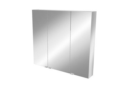 GoodHome Imandra Tall Matt Silver Mirror Effect Triple Bathroom Cabinet Mirrored (H)900mm (W)1000mm - image 1