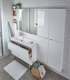 GoodHome Imandra Tall Matt Silver Mirror Effect Triple Bathroom Cabinet Mirrored (H)900mm (W)1000mm - thumbnail 8
