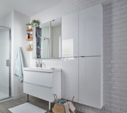 GoodHome Imandra Tall Matt Silver Mirror Effect Triple Bathroom Cabinet Mirrored (H)900mm (W)1000mm - thumbnail 6