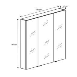 GoodHome Imandra Tall Matt Silver Mirror Effect Triple Bathroom Cabinet Mirrored (H)900mm (W)1000mm - thumbnail 9