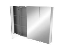 GoodHome Imandra Tall Matt Silver Mirror Effect Triple Bathroom Cabinet Mirrored (H)900mm (W)1000mm - thumbnail 3