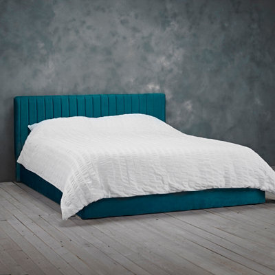 LPD Berlin Teal Ottoman Kingsize Bed - Luxe Velvet With Smart Storage - image 1