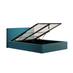 LPD Berlin Teal Ottoman Kingsize Bed - Luxe Velvet With Smart Storage - thumbnail 4