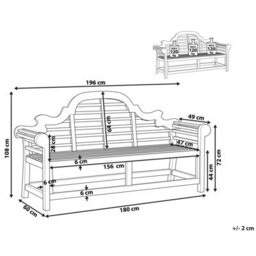 Beliani Garden Bench Marlboro 180 Cm Acacia Wood Light Brown - thumbnail 3
