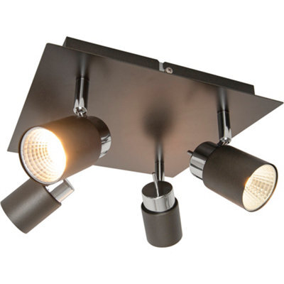 GoodHome Hades Plate Square Gloss Graphite Chrome Effect 4 Light Spotlight - image 1