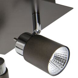 GoodHome Hades Plate Square Gloss Graphite Chrome Effect 4 Light Spotlight - thumbnail 4