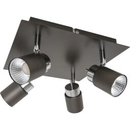 GoodHome Hades Plate Square Gloss Graphite Chrome Effect 4 Light Spotlight - thumbnail 2