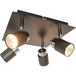 GoodHome Hades Plate Square Gloss Graphite Chrome Effect 4 Light Spotlight - thumbnail 1