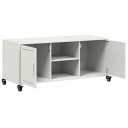 Berkfield Durable Tv Cabinet White 100.5X39X43.5 Cm Steel - thumbnail 9