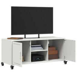 Berkfield Durable Tv Cabinet White 100.5X39X43.5 Cm Steel - thumbnail 5