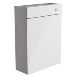 Westport Slim Gloss White Contemporary Freestanding Slimline Toilet Cabinet (H)820mm X (W)595mm - thumbnail 1