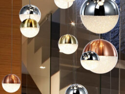 Luminosa Lighting Luminosa Sphere Dimmable 27 Light Integrated Led Light Pendant Light Cluster Drop, Chrome Copper, Satin Brass, Bluetooth Control - thumbnail 2