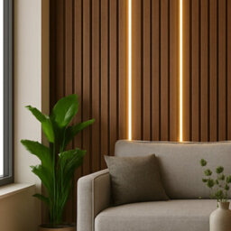 Wood Panel Co Black Strip Lights For Acoustic Wood Slat Wall Panels 2.4M Cuttable, Dimmable And Flexible