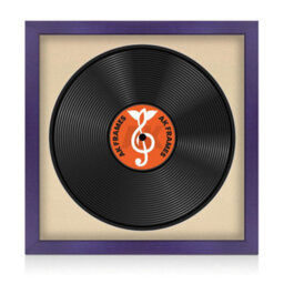 "16X16"" Purple Modern Vinyl Record Frame With Ivory Mount For 12 Inch Lp Disc - Ak Frames"