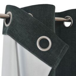 GoodHome Arntzen Dark Green Plain Woven Lined Eyelet Curtain (W)117Cm (L)137Cm, Pair - thumbnail 5