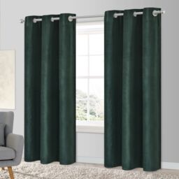 GoodHome Arntzen Dark Green Plain Woven Lined Eyelet Curtain (W)117Cm (L)137Cm, Pair - thumbnail 2