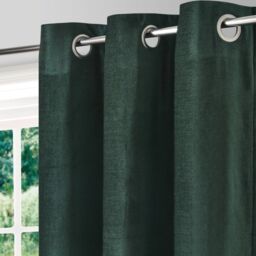 GoodHome Arntzen Dark Green Plain Woven Lined Eyelet Curtain (W)117Cm (L)137Cm, Pair - thumbnail 3