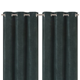 GoodHome Arntzen Dark Green Plain Woven Lined Eyelet Curtain (W)117Cm (L)137Cm, Pair