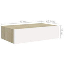 Berkfield Wall-Mounted Drawer Shelf Oak And White 40X23.5X10Cm Mdf - thumbnail 9