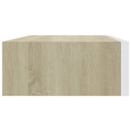 Berkfield Wall-Mounted Drawer Shelf Oak And White 40X23.5X10Cm Mdf - thumbnail 5