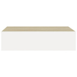 Berkfield Wall-Mounted Drawer Shelf Oak And White 40X23.5X10Cm Mdf - thumbnail 4