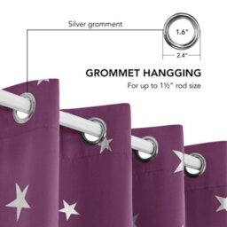 Deconovo Super Soft Star Foil Printed Thermal Insulated Eyelet Blackout Curtains For Livingroom 46 X 72 Inch Purple 2 Panels - thumbnail 5