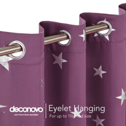 Deconovo Super Soft Star Foil Printed Thermal Insulated Eyelet Blackout Curtains For Livingroom 46 X 72 Inch Purple 2 Panels - thumbnail 7