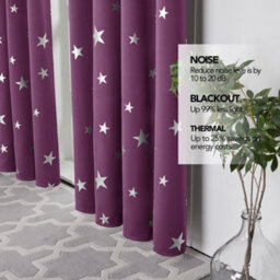 Deconovo Super Soft Star Foil Printed Thermal Insulated Eyelet Blackout Curtains For Livingroom 46 X 72 Inch Purple 2 Panels - thumbnail 2