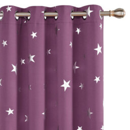 Deconovo Super Soft Star Foil Printed Thermal Insulated Eyelet Blackout Curtains For Livingroom 46 X 72 Inch Purple 2 Panels - thumbnail 1