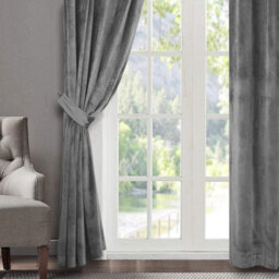 Moonlight Bedding Velvet Ring Top Curtains- Fully Lined Dim Out Blackout Pair, Ultra Soft Thermal Curtains (Grey, 66 X 72 Inch) - thumbnail 8