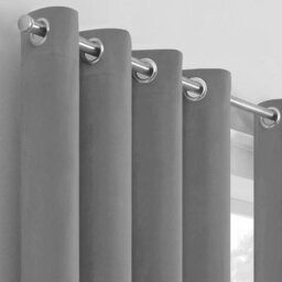 Moonlight Bedding Velvet Ring Top Curtains- Fully Lined Dim Out Blackout Pair, Ultra Soft Thermal Curtains (Grey, 66 X 72 Inch) - thumbnail 2