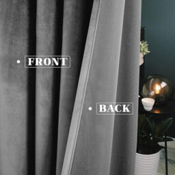 Moonlight Bedding Velvet Ring Top Curtains- Fully Lined Dim Out Blackout Pair, Ultra Soft Thermal Curtains (Grey, 66 X 72 Inch) - thumbnail 3
