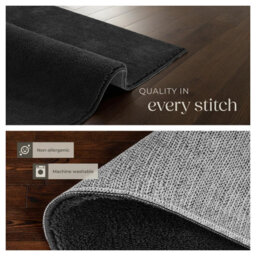 Tectake Rug Zonelle Short Pile And Ultra-Soft Carpet In Rectangular Or Round Design 140 X 200 Cm - Black - thumbnail 5