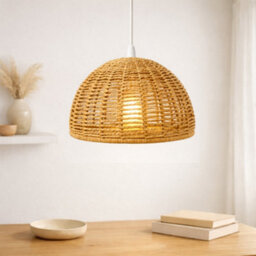 Handwoven Round Natural Wicker Pendant Lampshade 28Cm