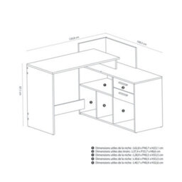 FurniComp LTD Furnicomp Porto 2 Drawer Black And Oak L Shaped Corner Desk - thumbnail 9
