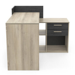 FurniComp LTD Furnicomp Porto 2 Drawer Black And Oak L Shaped Corner Desk - thumbnail 5