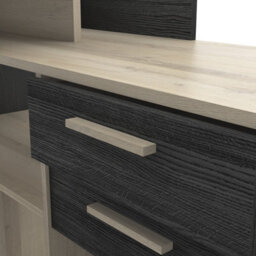 FurniComp LTD Furnicomp Porto 2 Drawer Black And Oak L Shaped Corner Desk - thumbnail 6