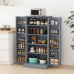 Kitchen Storage Cabinet Freestanding Buffet Cupboards Sideboard-Grey - thumbnail 6