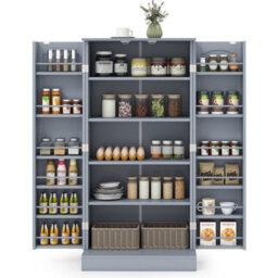 Kitchen Storage Cabinet Freestanding Buffet Cupboards Sideboard-Grey - thumbnail 1