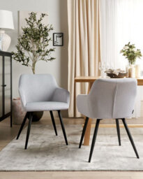 Beliani Set Of 2 Dining Chairs Casmalia Velvet Light Grey - thumbnail 2