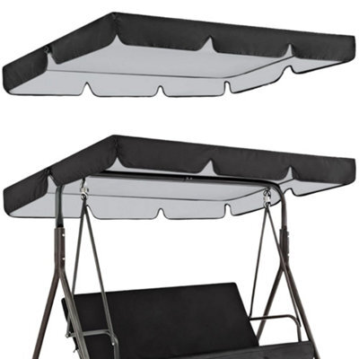 195X125Cm Replacement Canopy For Garden Swing, Black Patio Swing Awning 3-Seater Outdoor Chair, Oxford 210D - image 1